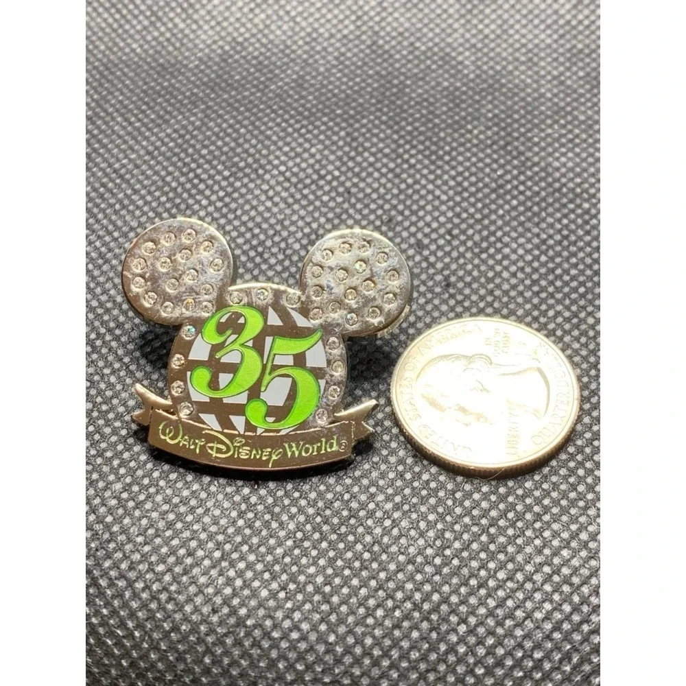 2006 35th Anniversary Disney Pin Rhinestones Walt Disney World Mickey Hat Silver